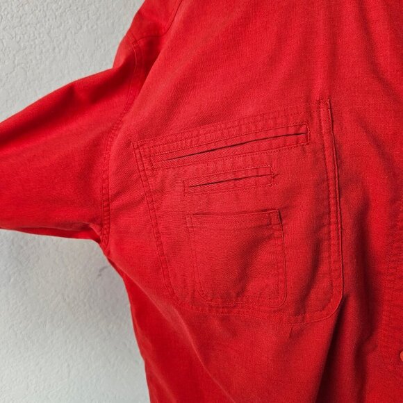 Vintage 80s 90s Gitano Red Long Sleeve Button Front Boxy Oversized Shirt L Large - Picture 4 of 9
